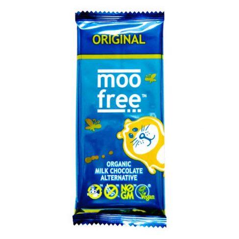 MOOFREE, RIISIMAITOSLAALEVY, LUOMU Vegaaninen maidoton riisimaitosuklaa. Suklaa on myös gluteenitonta, soijatonta, kaseiinitonta ja sopii niin maitoallergikolle kuin vegaanille.