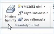 Tietoalueen nimeäminen* Tietoalueen nimeäminen on hyvä erityisesti silloin, jos samoista tiedoista tehdään useita Pivot-taulukoita.