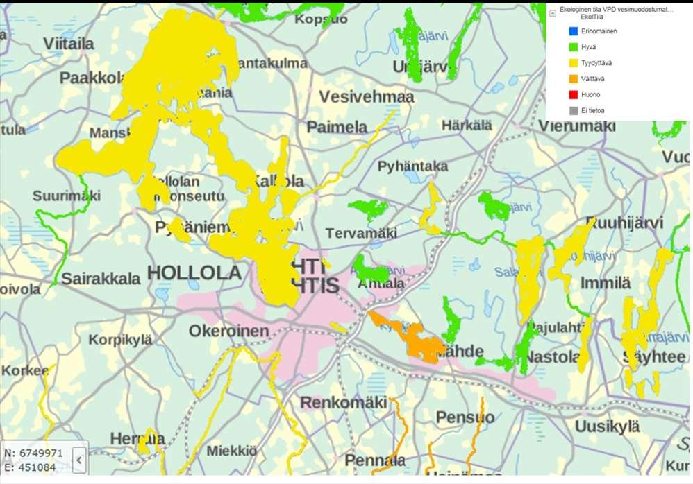 Kemiallisia käsittelyjä Oja Matjärvi Järvi Merrasjärvi