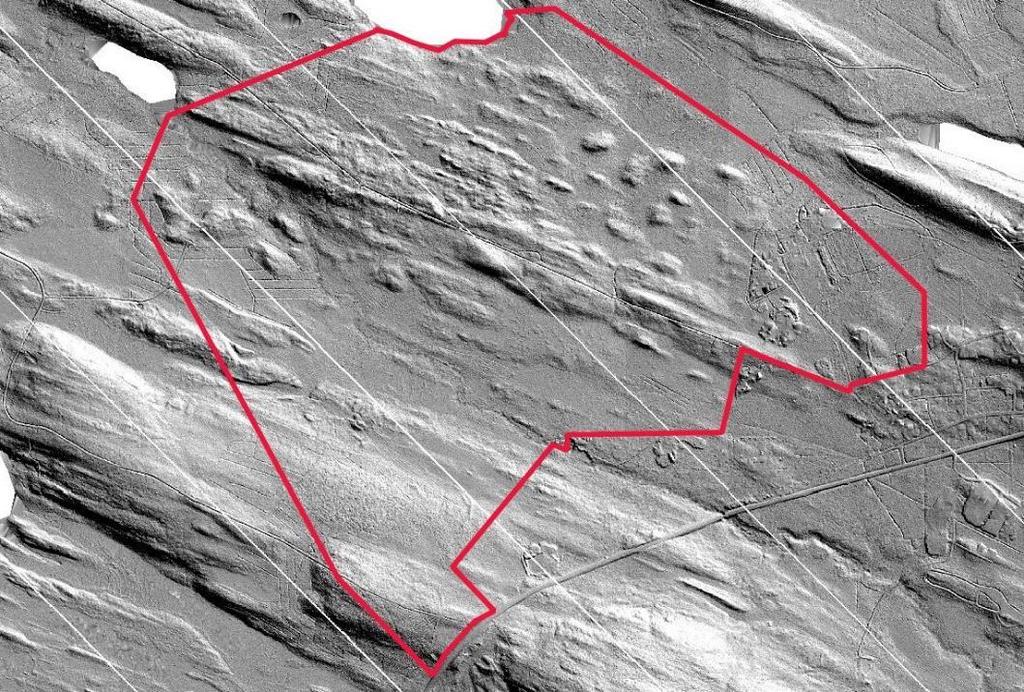 Arkeologinen inventointi 5 Kuva 5. Maanmittauslaitoksen laserkeilausaineiston perusteella laadittu kuva alueen maastonmuodoista. MK 1 : 25000.