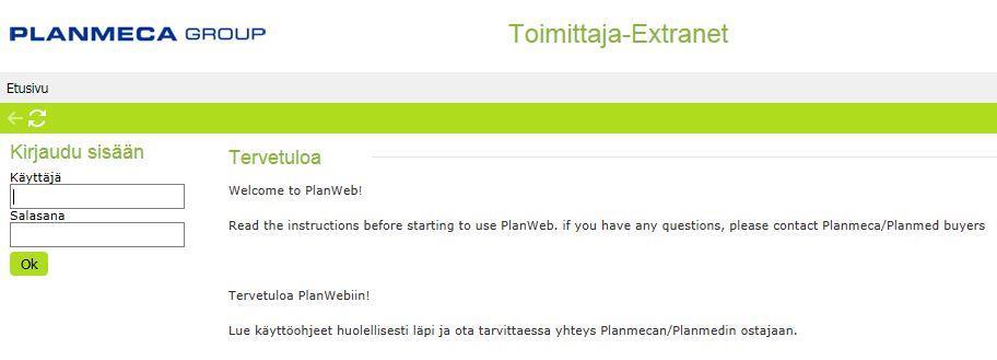 Sivu 1(6) 1. YLEISTÄ Tämän ohjeen avulla opastetaan käyttäjää aloittamaan PlanWebin käyttö. Lue ohjeet huolellisesti läpi ennen käytön aloittamista. 1.1 Mikä on PlanWeb PlanWeb on Planmecan/Planmedin (myöhemmin PM) käyttämän toiminnanohjausjärjestelmän etäkäyttösovellus.