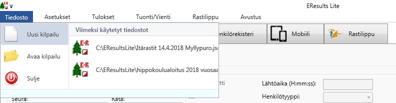 Lataa tapahtumat -painikkeella ohjelma lataa ajankohtaiset Itärastit Rastilippu-palvelusta. Valitse oikea tapahtuma listasta.