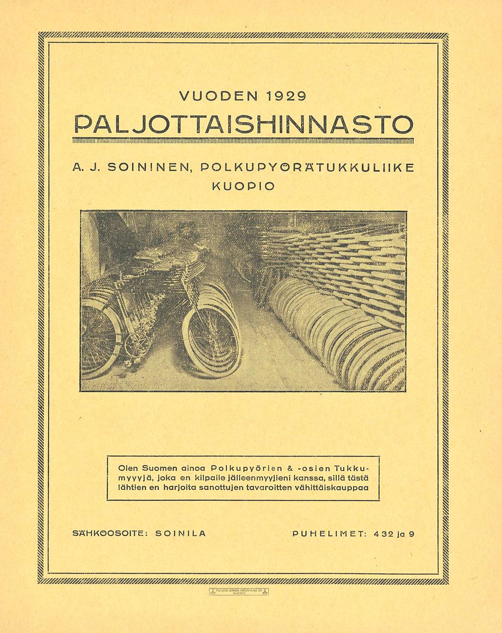 VUODEN 1929 PALJO