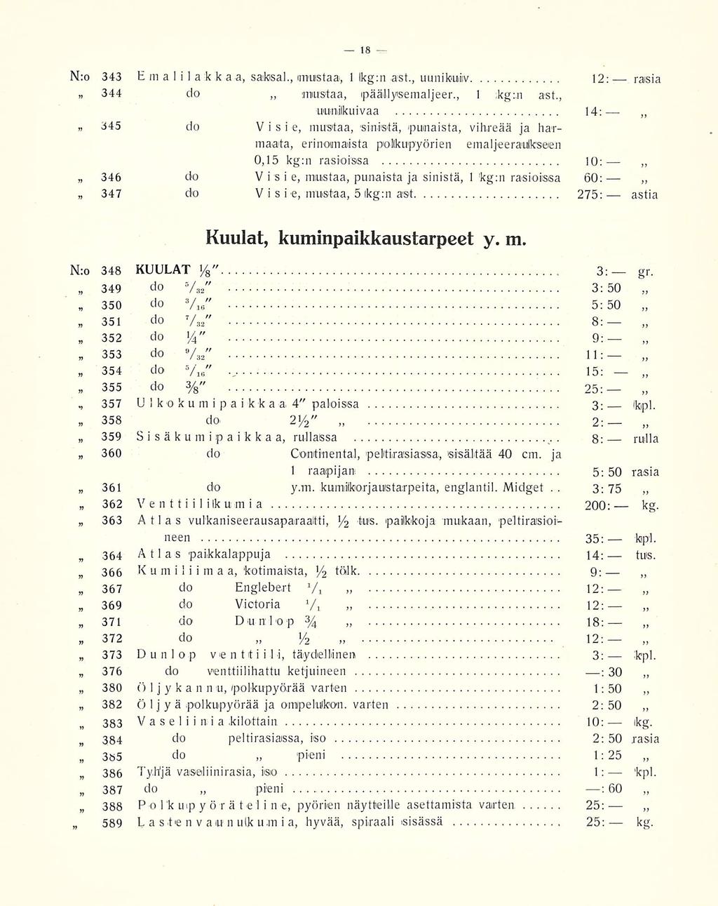 3:75 18 N:o 343 Emali] akkaa, saksa,!., maistaa, 1 lkg:n ast,