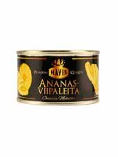 SÄILYKKEET, KASTIKKEET, RUOAN- LAITTO JA MAUSTAMINEN ANANASMURSKA NAVIS 227 g/139 g/prk, ME 24 prk EAN 6430030031097 0,55 prk (alv 0 %) Tuotenumero 113618 L, G, M, K 0,63 prk (alv 14 %) ANANASPALA