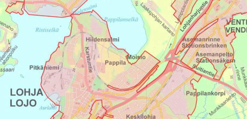 10..3 Asemakaavat Lohja-Lohjanjärvi -rataosa sijoittuu asemakaavoitetulle alueelle Pappilan, Hiidensalmen ja Pitkäniemen alueilla.