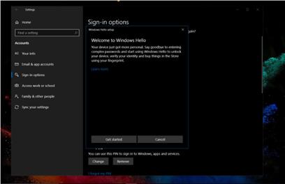 Nyt näet, mitkä valinnat ovat käytettävissä asettamiseen Windows Hellossa. Huomautus 1.