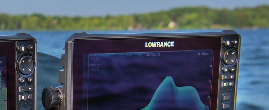 Lowrance -monitoiminäyttöä älypuhelimelta tai tabletilta.