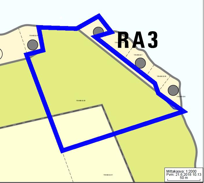 3 Suunnittelualuetta koskevat yleiskaavamerkinnät ovat loma-asuntoalue (RA3) ja maa-ja metsätalousvaltainen alue (M).