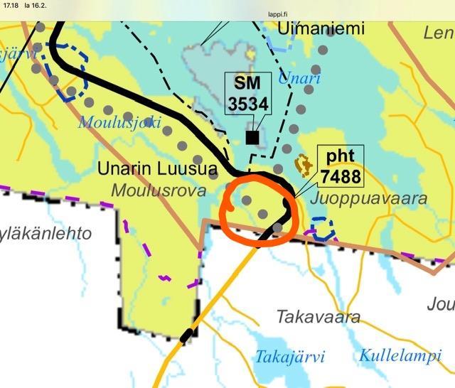 317 Mielipide #34 Uusi kelkkareitti on suunniteltu kulkevaksi Unarin Luusuan kylän eteläpuolelta (karttaliite 1). Tähän linjaukseen liittyy kolme negatiivista vaikutusta: 1.