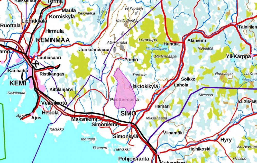 3 1. Perustiedot Inventointialue: Leipiön tuulivoimapuiston laajennus, Simon keskustasta noin 7 11,7 km pohjoisluoteeseen.