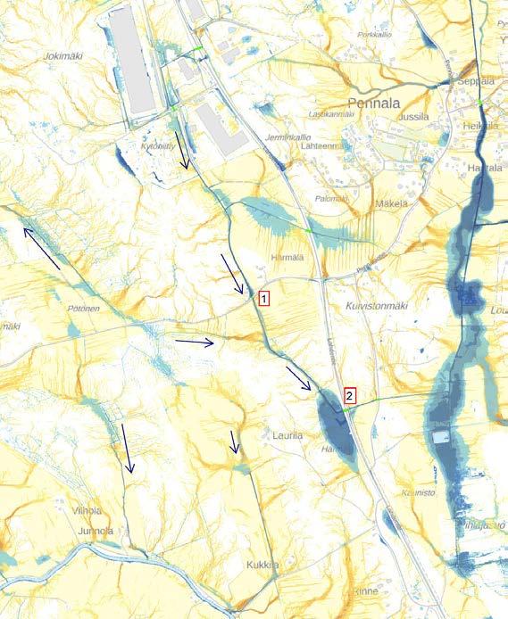 46 laajuus on yli 240 hehtaaria. Nykytilanteessakin hulevesistä on ollut haittaa maanviljelylle vesien noustua pelloille.