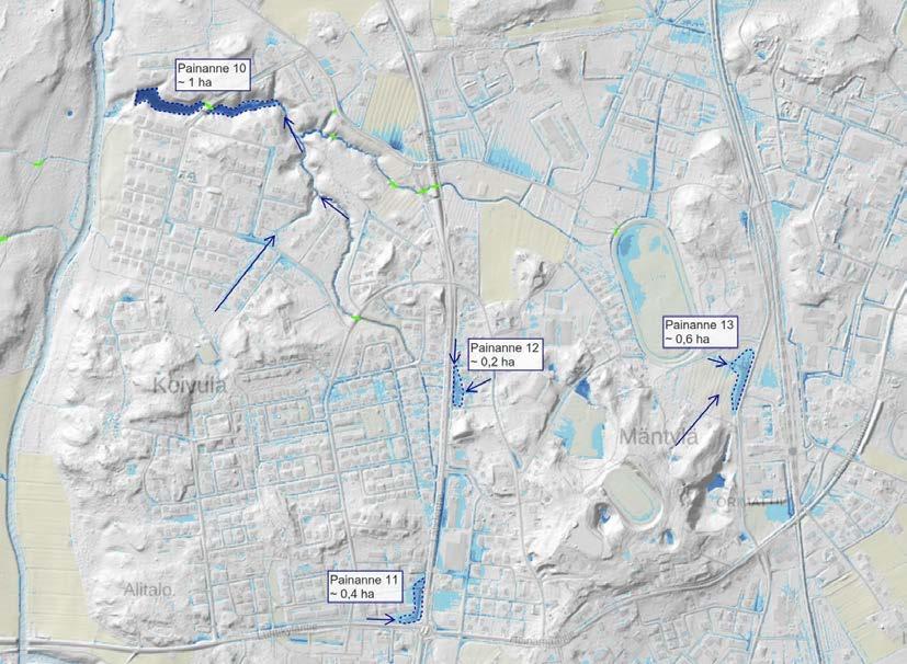 57 Kuviossa 28 on Lintulan, Koivulan ja Mäntylän alueilta suurimmat painanteet.