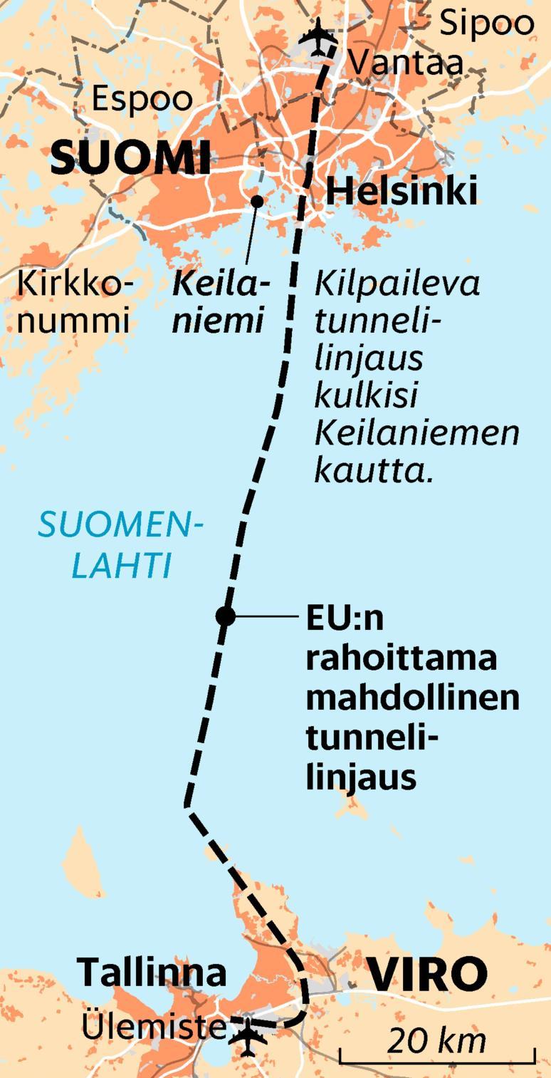 Tunnelin pituus 85 km