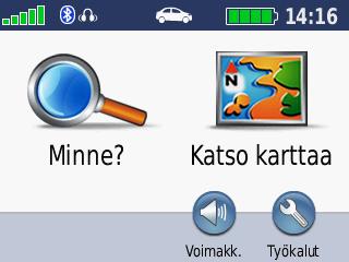 Valikkosivun käyttäminen ➊ ➋ ➌ ➍ ➎ ➏ ➑ ➐ ➒ ➊ GPS-satelliittisignaalin voimakkuus. ➋ Bluetooth-kuulokkeen tila. ➌ Käyttötila.