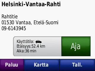 ➎ Nykyinen aika. Koskettamalla voit muuttaa aika-asetuksia. ➏ Etsi määränpää tätä. ➐ Tarkastele karttaa tätä. ➑ Säädä äänenvoimakkuutta tätä.