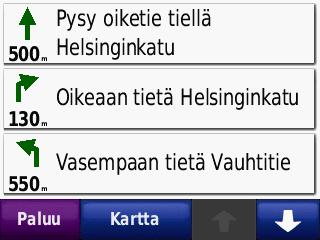 Jos poikkeat alkuperäiseltä reitiltä, nüvi laskee