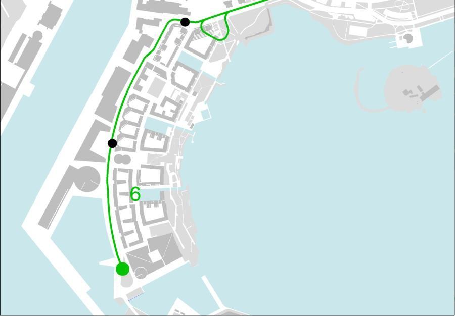 Tämänhetkisten suunnitelmien mukaan raitiotietä käyttäisi linja 6, jonka nykyinen päätesilmukka poistuisi linjaliikenteen käytöstä.