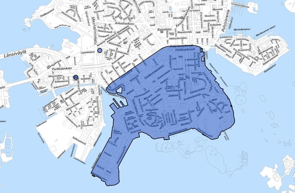 HELSINGIN KAUPUNKI Eteläisen niemen 8 (13) Kuva 3: Eteläisen niemen kutsulinjan mahdollinen palvelualue.