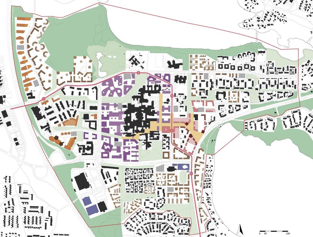 Vaihtoehto A: Toiminnallisuus 10 11 5 1. Kampusydin Opetustiloja, yritystiloja, konferenssit ja tapahtumat, vapaa-ajan palveluita, erityisasumista, ravintolapalvelut 2.
