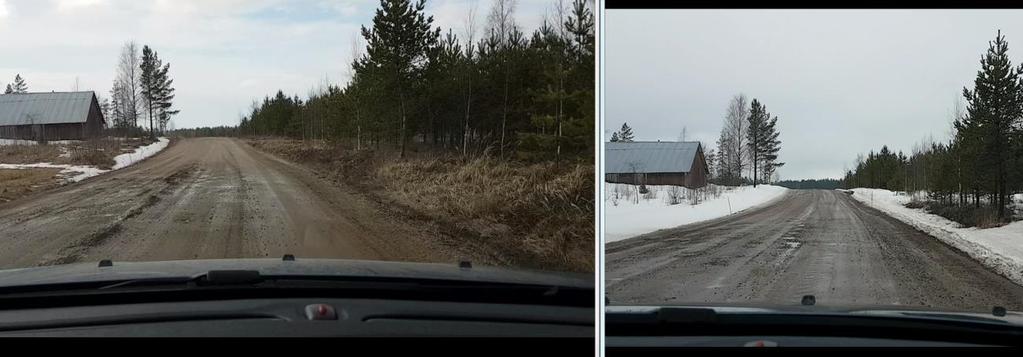 40 seiselle kohdalle saattaa tulla kelirikkoa. Tämänkaltainen aineisto on tärkeää kelirikkojen tutkimisen kehittämisessä. Kuva 6. Perinteisellä videokameralla kuvatut tieosuudet.