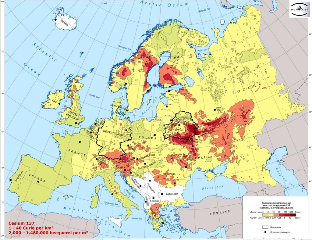 Radioaktiivinen laskeuma Reaktorikuilussa lähes kahden viikon ajan riehunut tulipalo nosti radioaktiivisia aineita korkealle ilmaan. Päästö kulkeutui ympäri Eurooppaa.