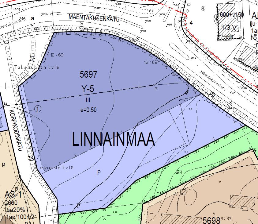 Ote asemakaavakartasta Selvitykset, tehdyt selvitykset, kilpailut tms. Lisäksi alueen eteläpuolelta on tarkistettu liito-oravien kulkukäytävän tilanne.