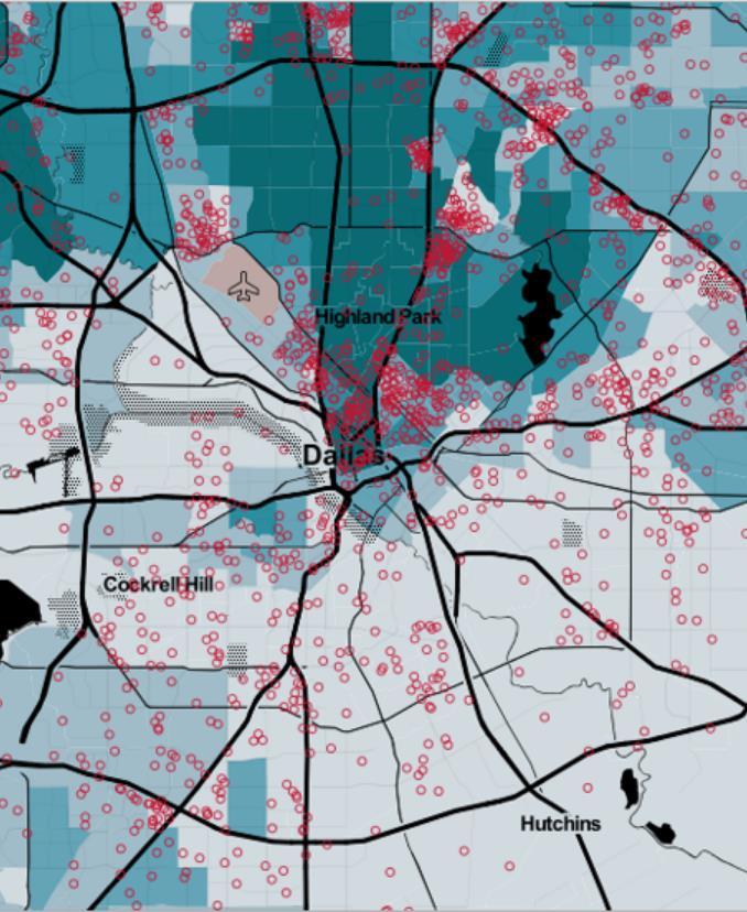 Dallasin metropolialueen vuokraasunnot, joihin asumistukea saavilla perheillä olisi varaa
