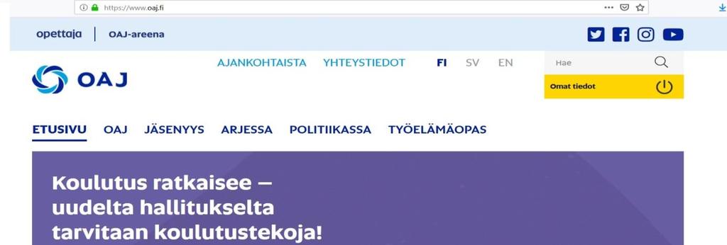 Jäsentietojen päivittäminen OAJ:n sivuille Sinun kannattaa pitää jäsentietosi ajan tasalla, jotta voimme parhaiten ajaa etujasi työelämässä.