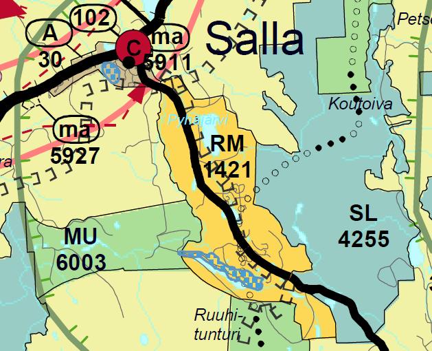 FCG SUUNNITTELU JA TEKNIIKKA OY Osallistumis- ja arviointisuunnitelma 3 (8) 3.2 Maakuntakaava Sallan kunnan alue kuuluu Itä-Lapin maakuntakaavaan, joka on saanut lainvoiman 25.11.2004 (www.