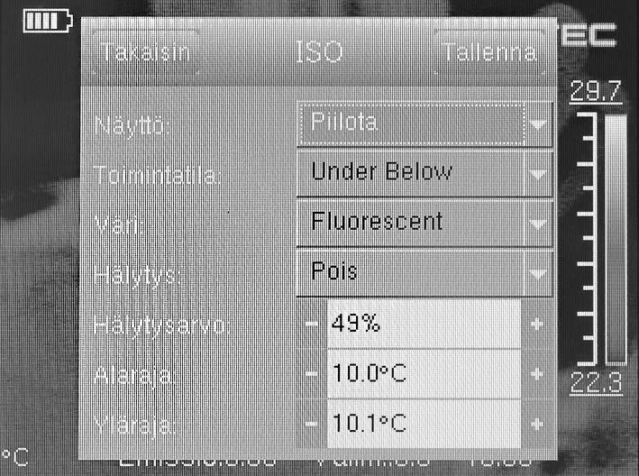 Alavalikko Isotermien asetusten tekeminen Isotermit ovat saman lämpötilan värejä.