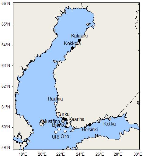 Roskaantuminen 2500 2000 Helsinki Turku Kaarina Kokkola Kalajoki 1500 1000 500 Roskia / 100m 25000 2000 1500 1000 500 Björkö Utö Jussarö Örö 25000 2000 Kotka, länsi Kotka, itä Mustfinn 1500 1000