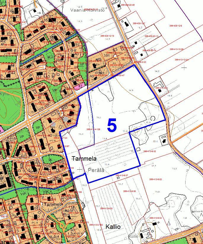 Kohde 5. Kalliolan alueen kaavoitus asuntotonteiksi asemakaavalla. Maanomistajana Laihian kunta.