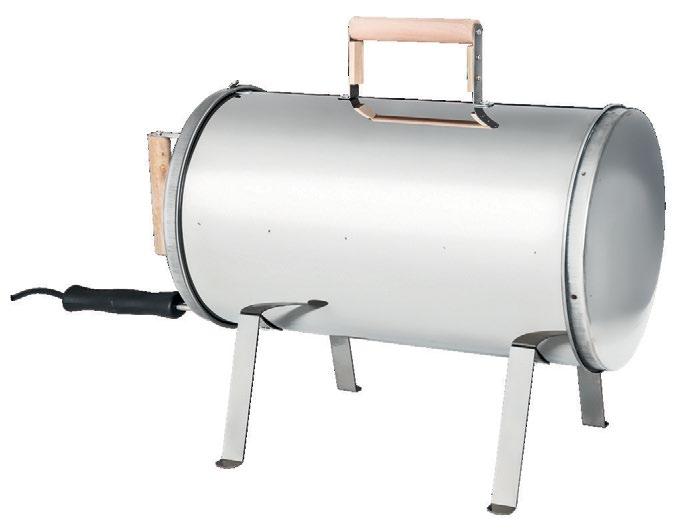 Lisäksi teräksinen, pulverimaalattu runko on taittuvilla sivupöydillä, jotka helpottavat säilyttämistä. Teho on 6 kw.
