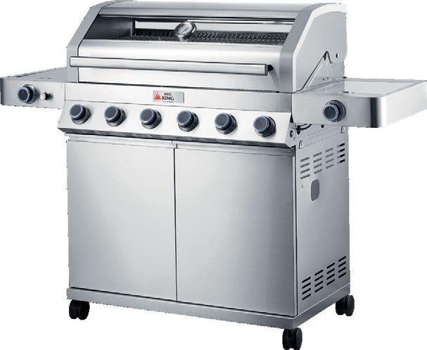 PRO SERIES -HIILIGRILLI Grillissä on 4 cm grillausala, runko pulverimaalattua terästä, emaloitu kansi ja hiilikaukalo, isot sivupöydät, lämpömittari,
