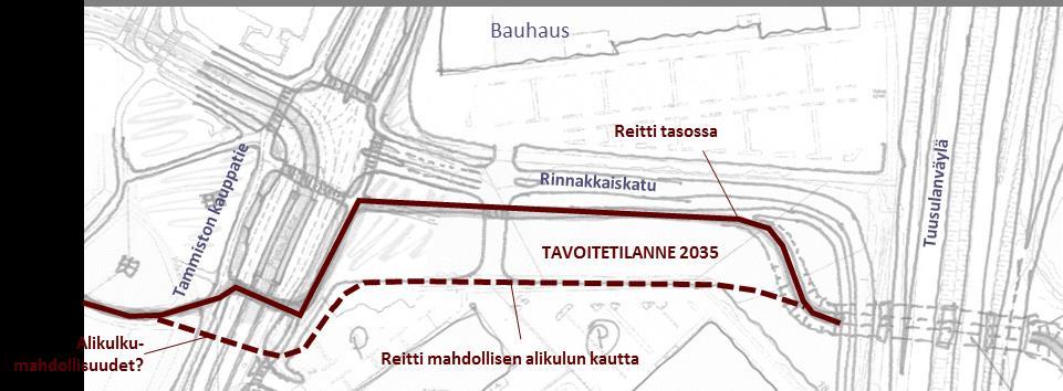 Reitti sopii myös tilanteeseen, jossa Ylästöntien rampit ja Ylästöntien kääntö Nilsaksentielle ovat toteutuneet.