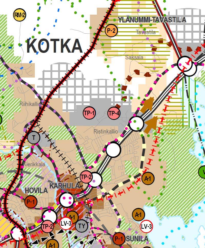 5 Strateginen yleiskaava Valtuuston 10.12.2018 hyväksymässä Kotkan Haminan seudun strategisessa vaiheyleiskaavassa Ristinkallio on merkitty työpaikka-alueeksi TP-4. Alue on varattu pienteollisuudelle.