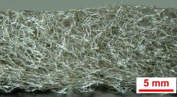 With the same amount of fibres, a bulk close to 100 times higher has been achieved compared to conventional paper sheets.