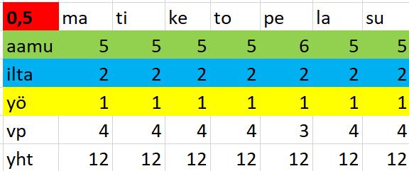 Työntekijöillä 5 työpäivää ja 2 vapaapäivää/viikko, poissaolot korvattu