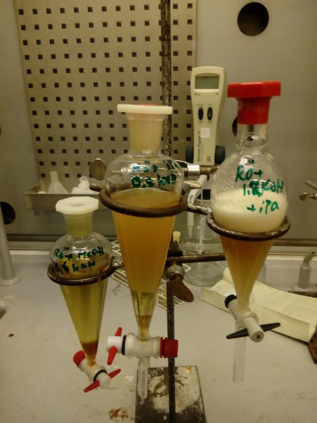 Kuva 5. Biodiesel testisarjaa eri esteröintiaineilla 5.