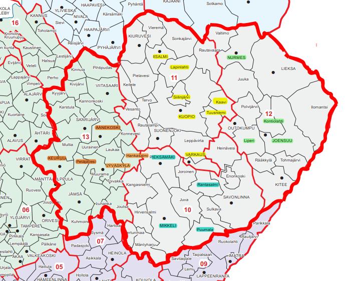 PALVELUPOLUT-KYSELY KYS-ALUE - 20 kuntaa vastaamassa - n. 570.000 asukasta näiden kuntien alueilla vastauksen piirissä - n. 55.
