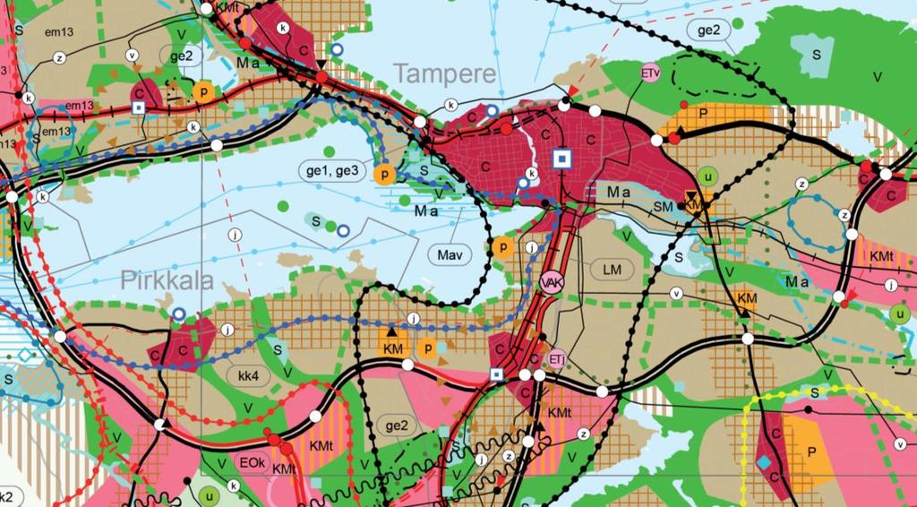 FCG SUUNNITTELU JA TEKNIIKKA OY Loppuraportti 6 (27) Kuva 3: Ote Pirkanmaan maakuntakaavasta 2040 (Pirkanmaan liitto 2017). Suunnittelualueen likimääräinen sijainti on osoitettu keltaisella nuolella.