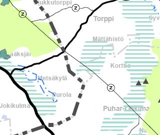 Yhdyskuntatekninen huolto Energiansiirtoverkostot ja laitokset Voimajohto Suunniteltu voimajohto Maakaasun runkoputki Osoitetaan olemassa olevat energiansiirtoverkostot (400 ja 110 kv