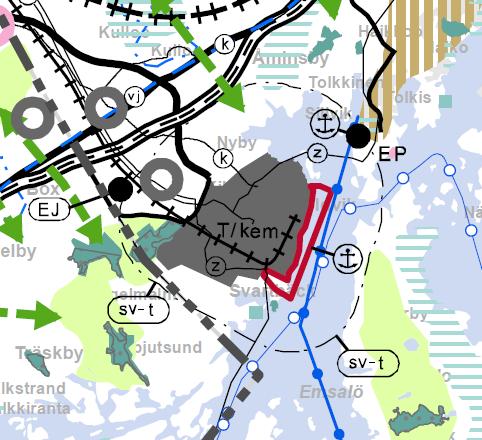 Ympäristöhäiriöt Suuronnettomuusvaaraa aiheuttavat laitokset T/kem -alueen suojavyöhyke Kaavakartalla osoitetaan Kilpilahden T/kem -aluevarausmerkintään