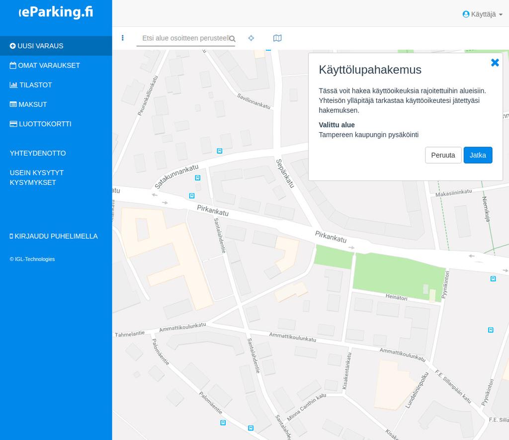 Valitse Jatka, jonka jälkeen