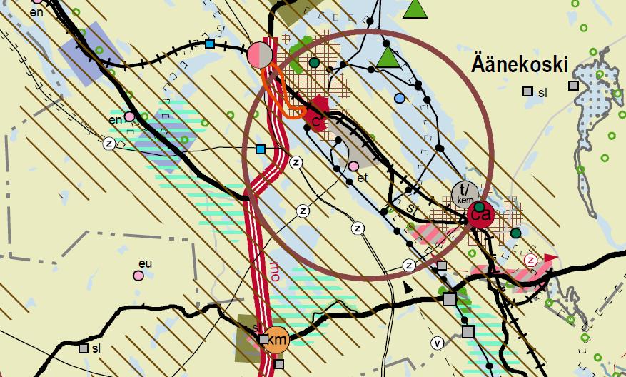 3 Kuva 1. Ote Keski-Suomen maakuntakaavasta. Suunnittelualueen sijainti on osoitettu sinisellä nuolella. 3.3. Yleiskaava Äänekoski 2030 osayleiskaava on hyväksytty kaupunginvaltuustossa 29.5.