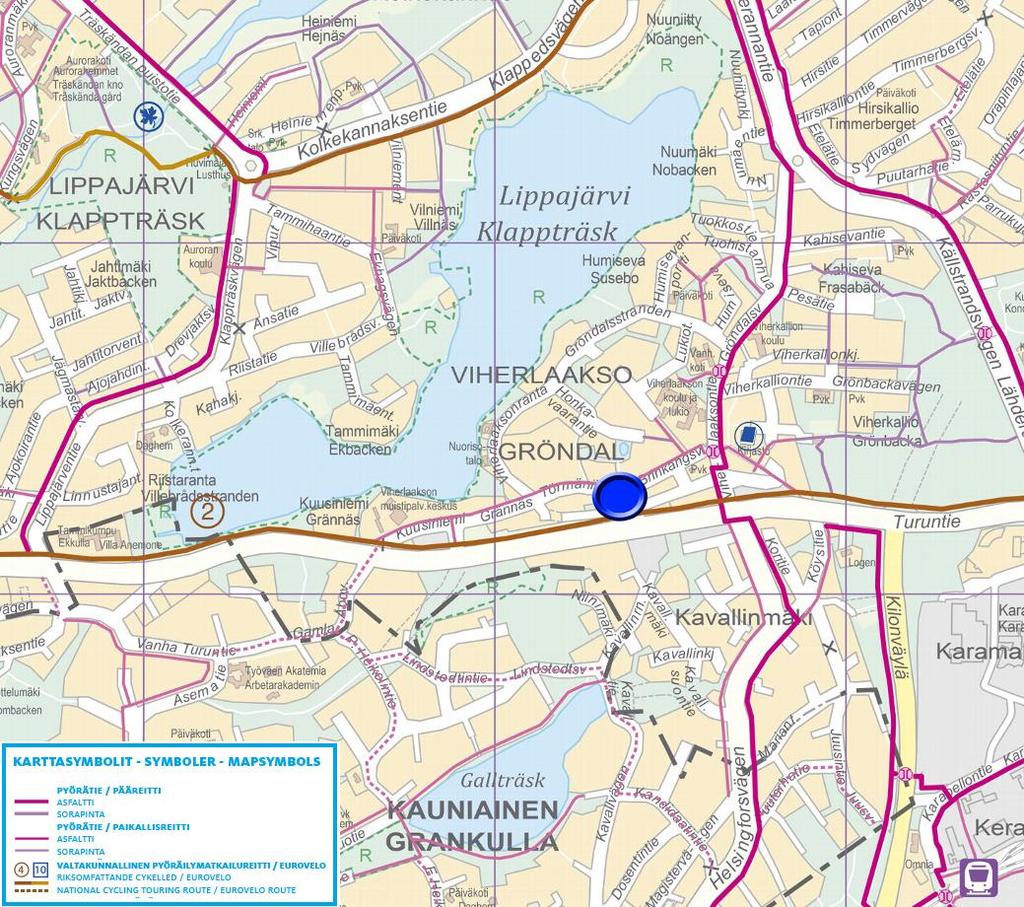 7 (14) määrä suunnittelualueen kohdalla on noin 12 300 ajoneuvoa vuorokaudessa (v.2015).