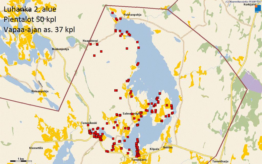 5: Asuinrakennukset 50 kpl ja vapaa-ajan
