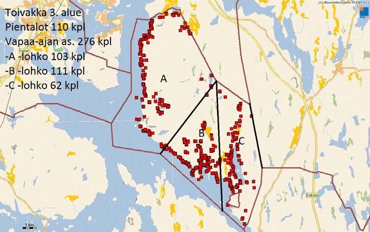 3. alue yhteensä 110 kpl Asuin ja