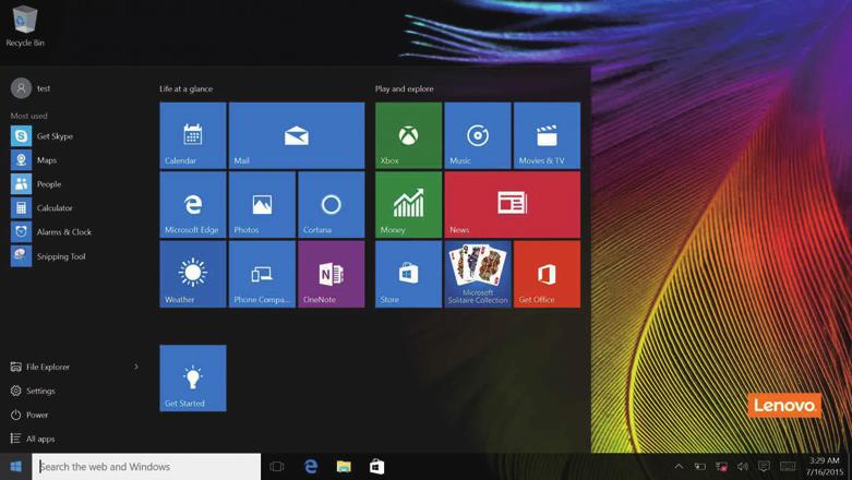 Luku 2. Windows 10:n käytön aloittaminen Virtapainike on Käynnistä-valikossa.